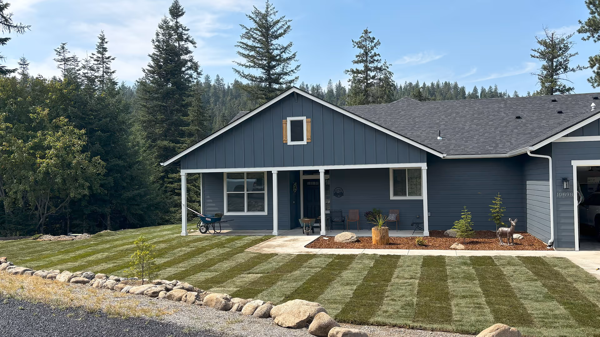 New front yard sod with sprinkler startup